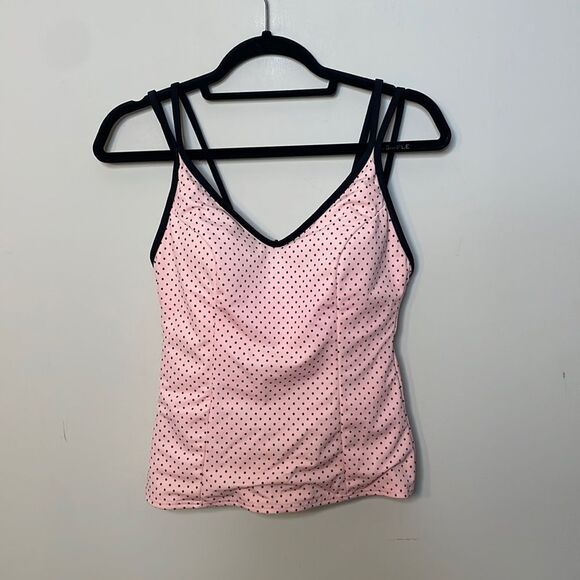 Miraclesuit Pink Polka Dot Tankini Top Size 10 - Picture 1 of 7